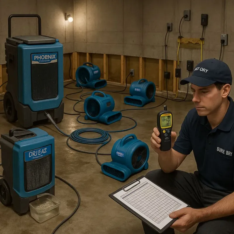 Structural Drying and Dehumidification process in Fairland, MD